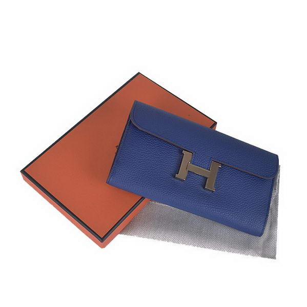 Cheap Fake Hermes Constance Long Wallets Royalblue Calfskin Leather Gold